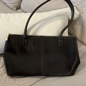 Hobo handbag, grey leather with red interior. Like new